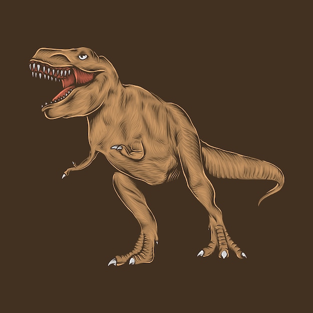 Vector hand drawing vintage t-rex vector illustration