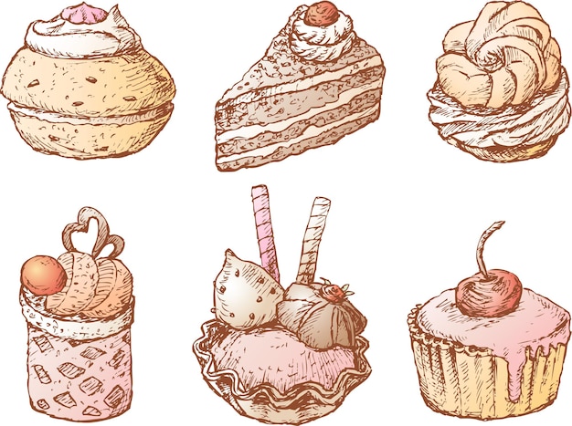 Hand drawing of weet cakes