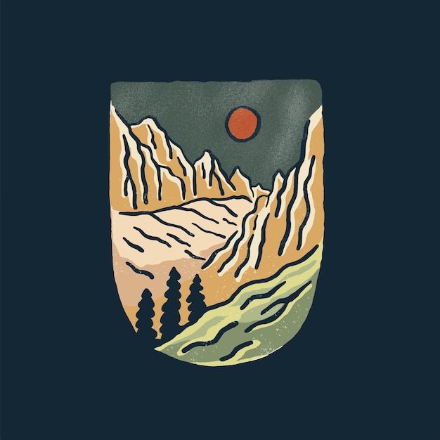 Hand drawing of Zion National Park in grunge vector design