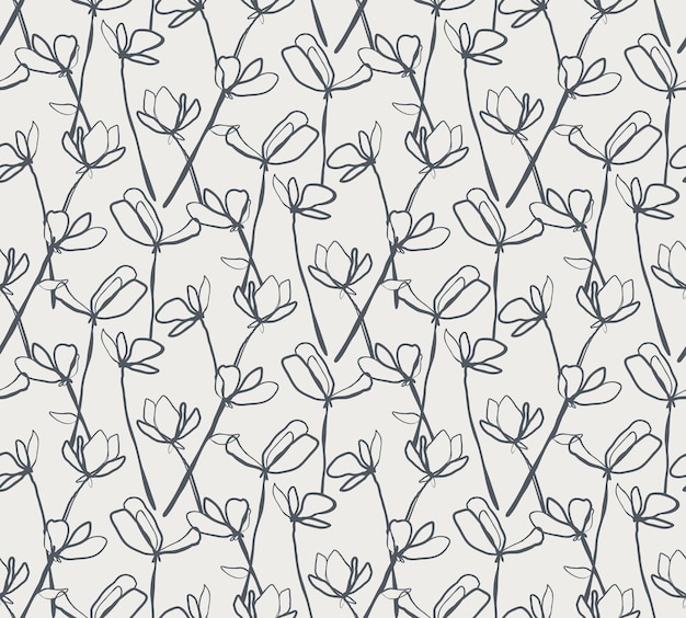 Hand drawm floral seamless pattern vector botanical background