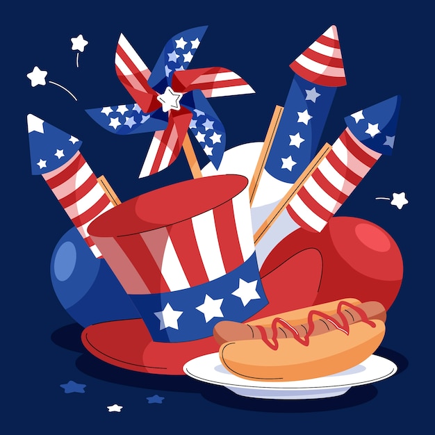 Vector hand drawn 4th of july illustration