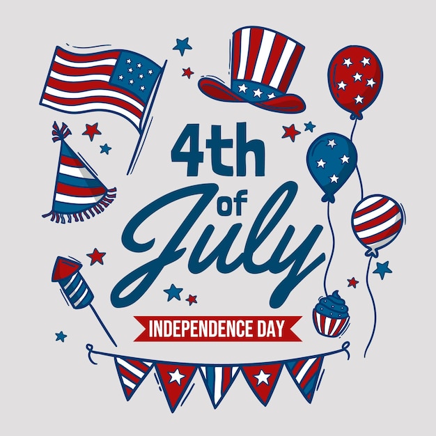 Hand drawn 4th of july - independence day illustration