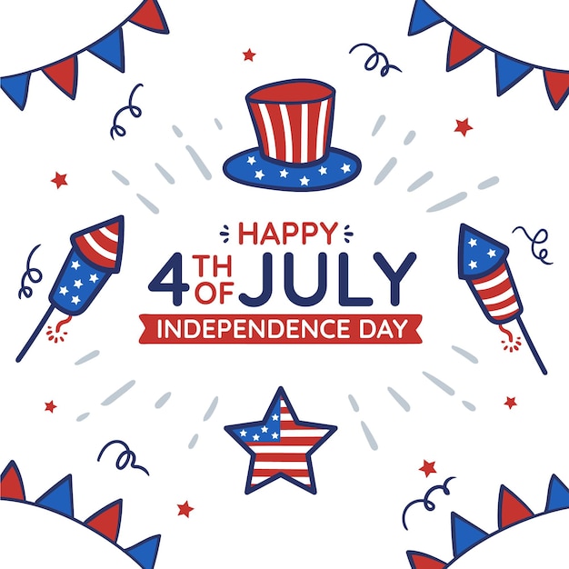 Vector hand drawn 4th of july - independence day illustration