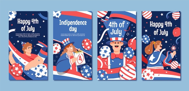 Hand drawn 4th of july instagram stories