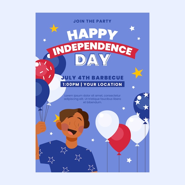 Vector hand drawn 4th of july poster template