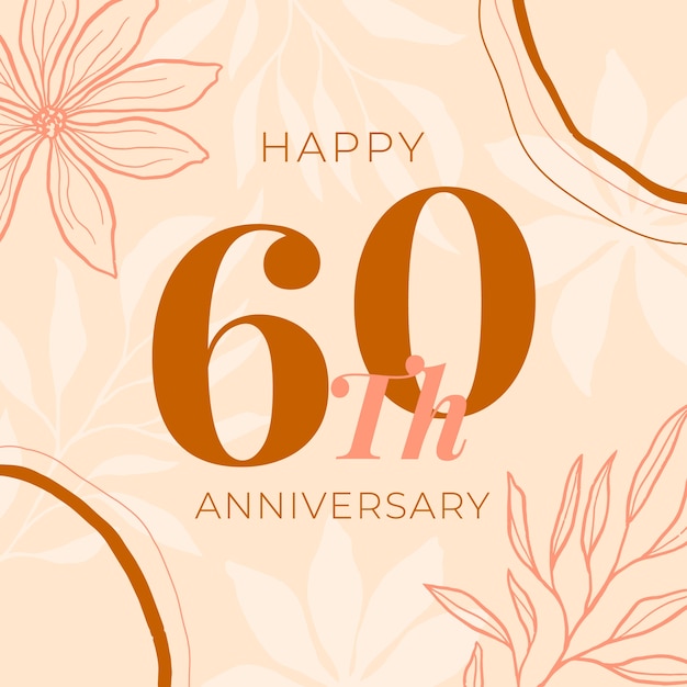 Vector hand drawn  60th anniversary card