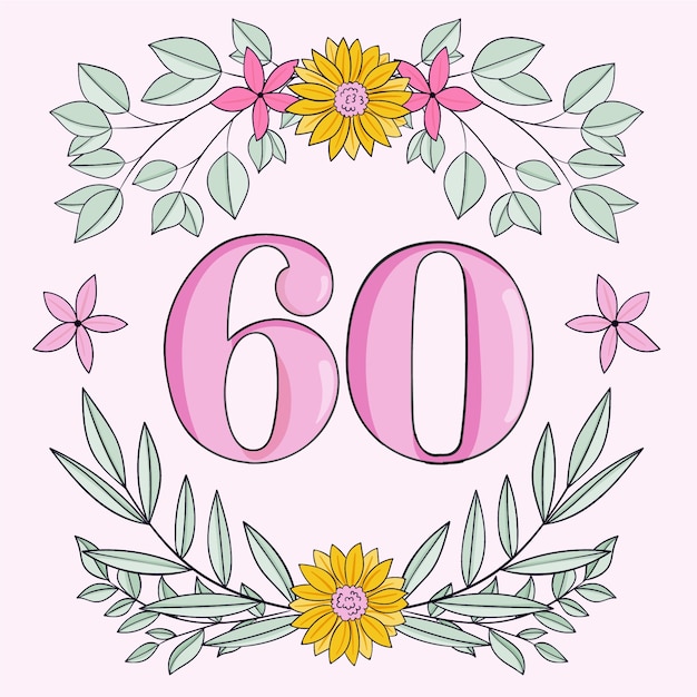 Hand drawn  60th anniversary card