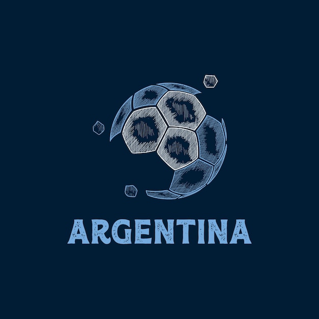 Hand Drawn Abstract Argentina Football Logo designs vector Soccer championship banner vector