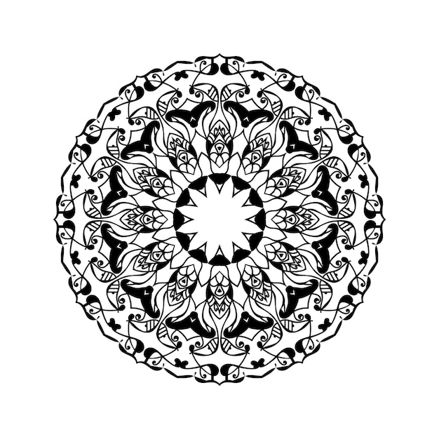 Hand drawn abstract black and white colors mandala background design vector