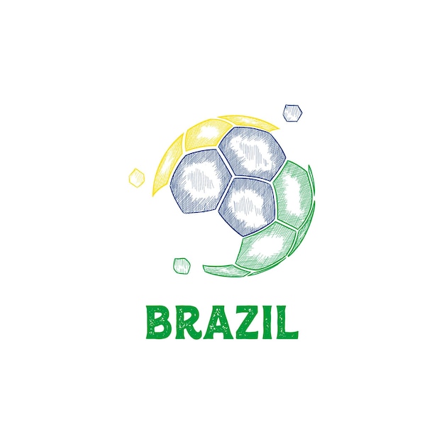 Hand Drawn Abstract Brazil Football Logo designs vector Soccer championship banner vector