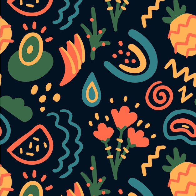 Vector hand drawn abstract doodle pattern