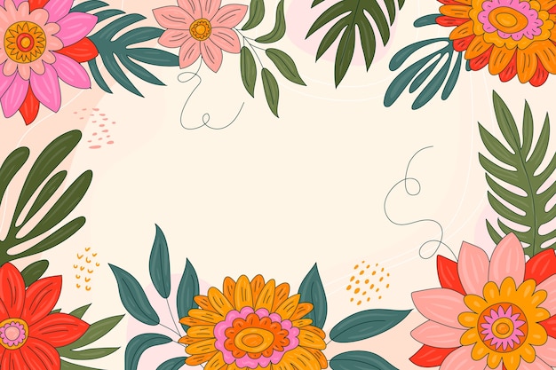 Vector hand drawn abstract floral background