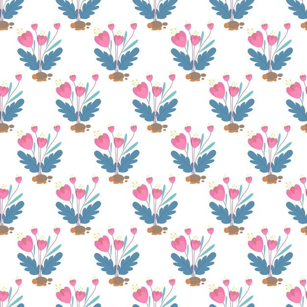 Hand drawn abstract flower seamless pattern premium vector