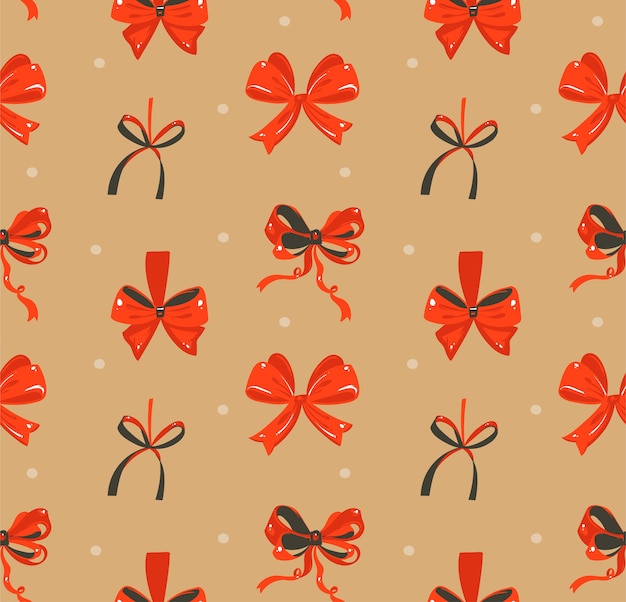 Vector hand drawn abstract fun merry christmas time cartoon rustic festive seamless pattern