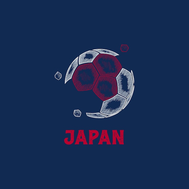 手描き抽象 日本サッカー ロゴデザインベクトル サッカー選手権バナーベクトル