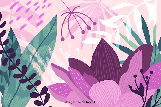 Hand drawn abstract jungle flora background