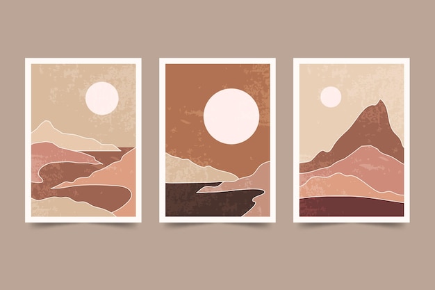 Hand drawn abstract landscape covers collection