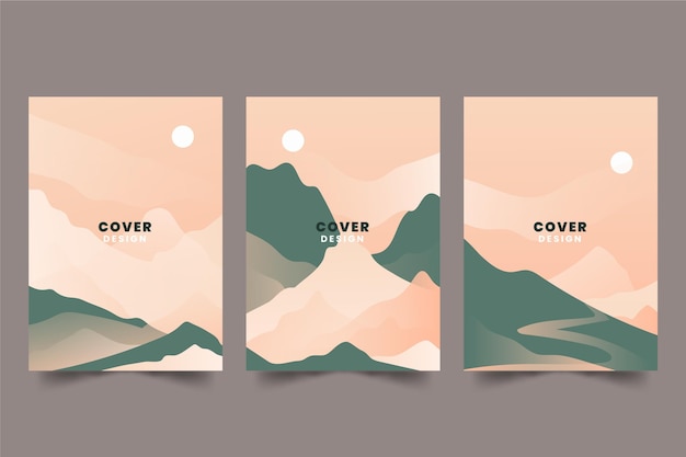 Hand drawn abstract landscape covers collection