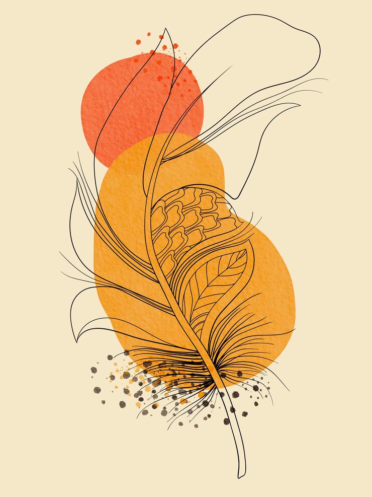 Vector hand drawn abstract leaf watercolor illustration