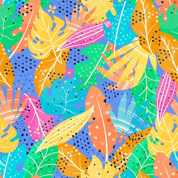 Hand drawn abstract leaves pattern