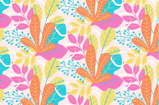 Vector hand drawn abstract leaves pattern