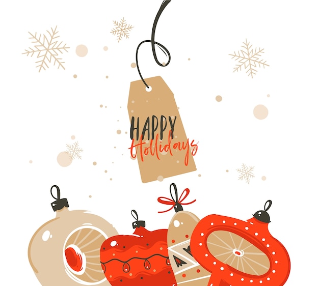 Vector hand drawn abstract merry christmas