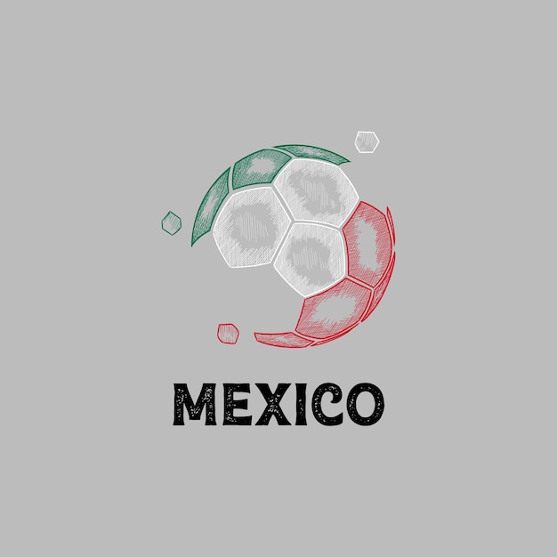 Hand Drawn Abstract Mexico Football Logo designs vector Soccer championship banner vector