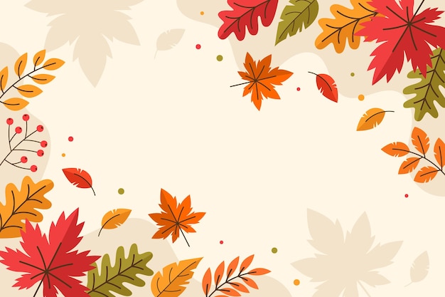 Hand Drawn Abstract Nature Shapes Background with Autumn Season Color Tone