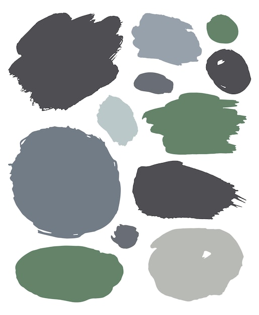 Hand drawn abstract paint blots vector set