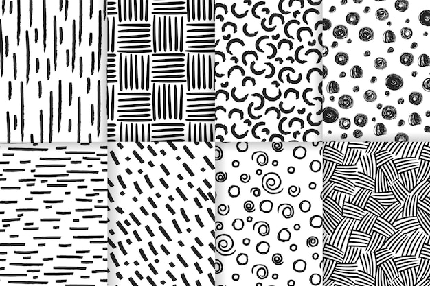 Collezione di pattern astratti disegnati a mano
