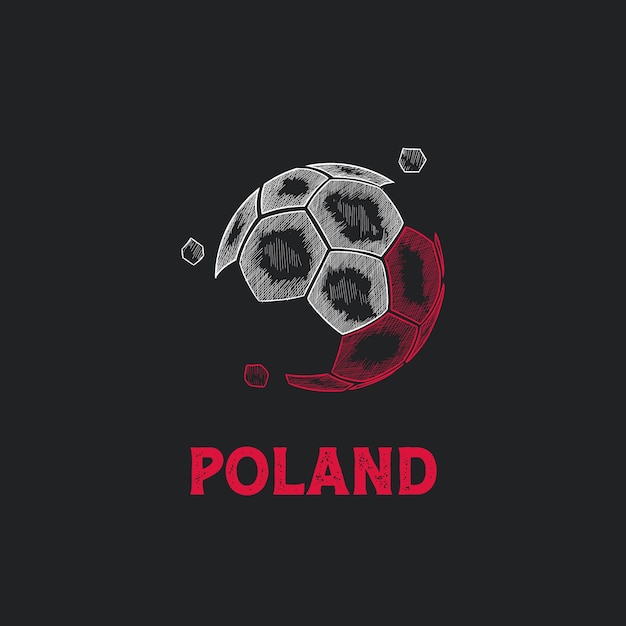 Hand Drawn Abstract Poland Football Logo designs vector Soccer championship banner vector