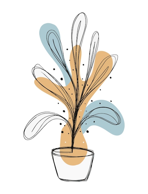 Hand drawn abstract pot and plant doodle for poster