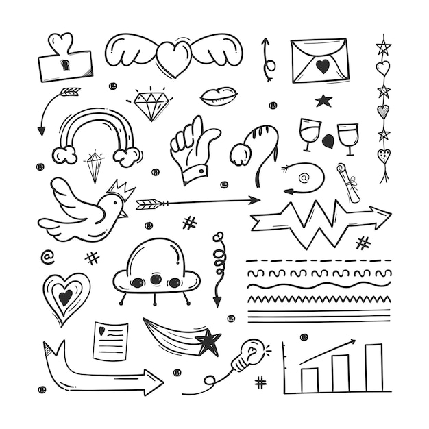 Vector hand drawn abstract scribble doodle elements.
used for concept design isolated on white background