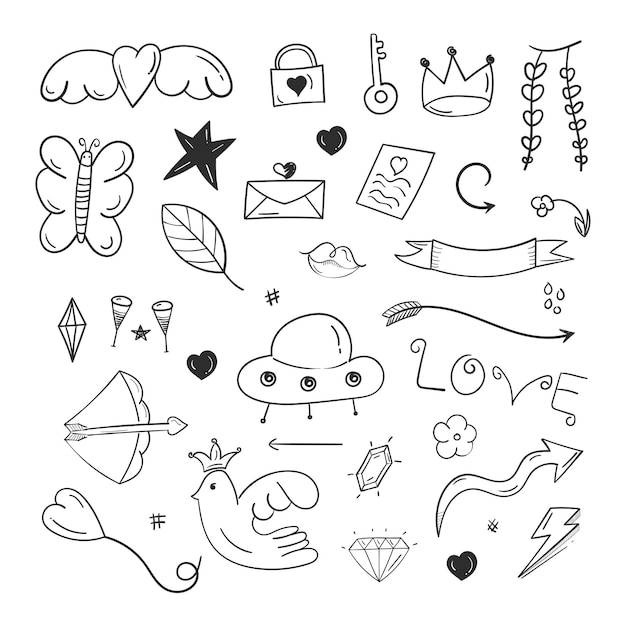 Vector hand drawn abstract scribble doodle elements