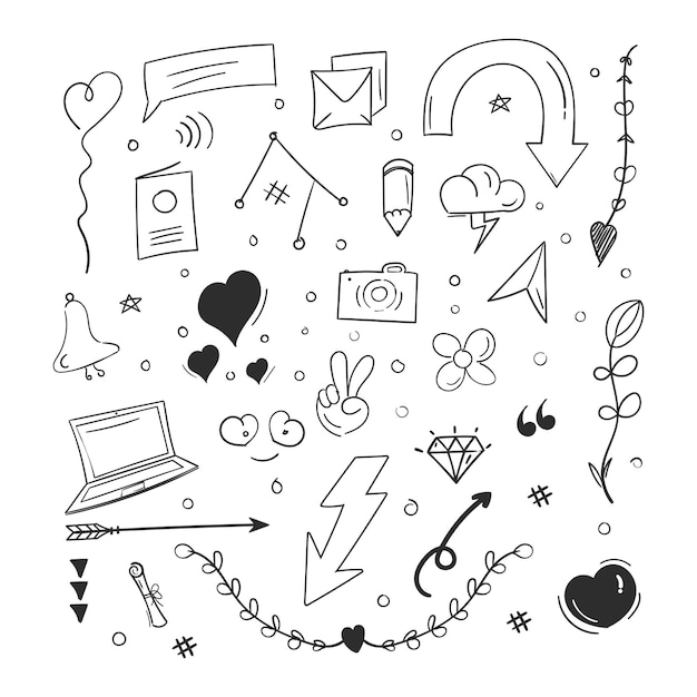 Hand drawn abstract scribble doodle elements