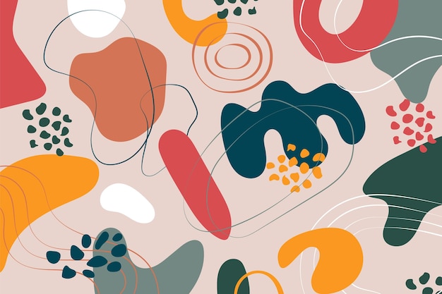 hand drawn abstract shape background with colorful design