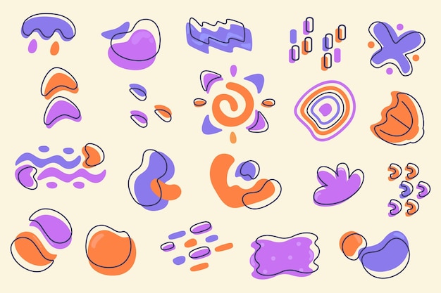 Vector hand drawn abstract shape collection