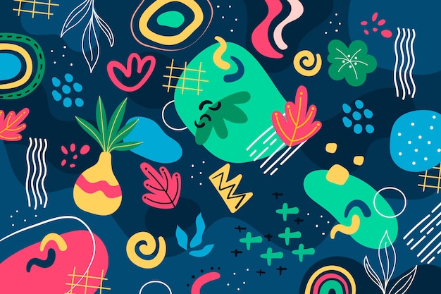 Vector hand drawn abstract shapes background