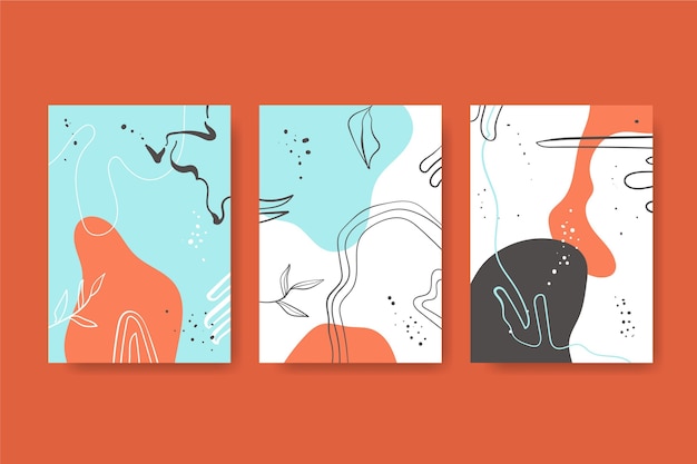 Vector hand drawn abstract shapes cover collection