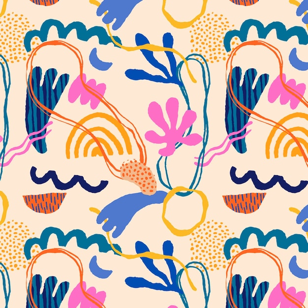 Hand drawn abstract shapes pattern design