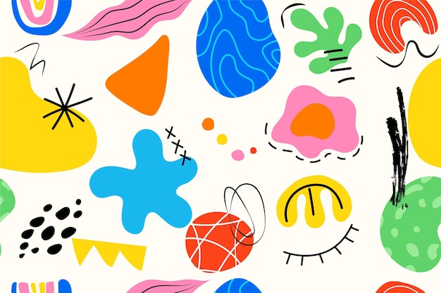 Hand drawn abstract style shapes pattern