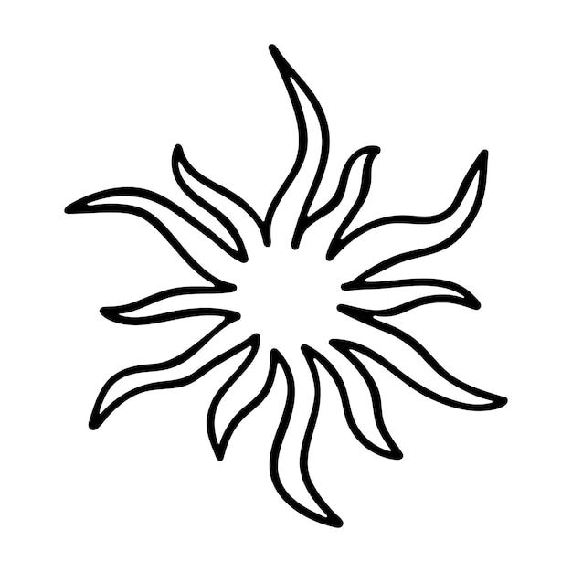 Hand drawn abstract sun symbol Summer doodle Single vector element for design