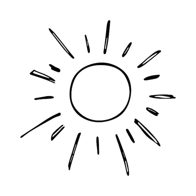 Hand drawn abstract sun symbol Summer doodle Single vector element for design