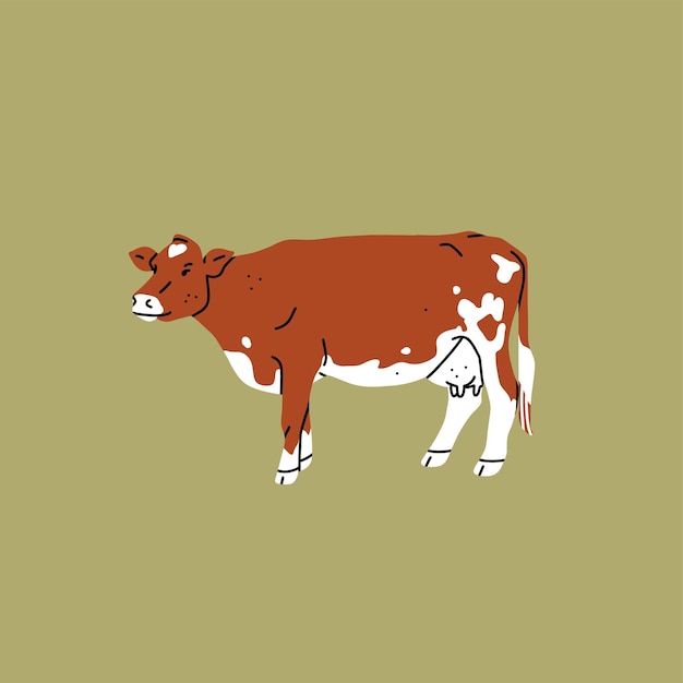 Collezione di illustrazioni di clipart vettoriali astratte disegnate a mano con adorabile personaggio di mucca stilizzata carino marroneconcetto di design di arte moderna alla modasimbolo di animali da fattoria dei cartoni animati di vettore animale di mucca dei cartoni animati