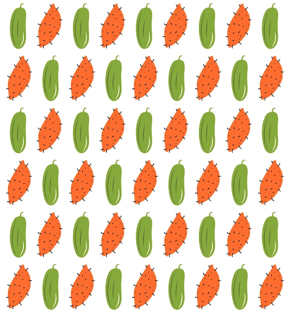 Hand drawn abstract vegetable pattern. Hand drawn vegetable background. Organic doodle pattern.
