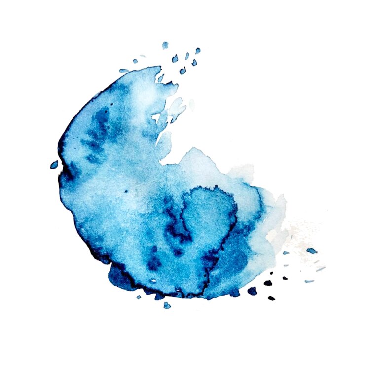 Hand Drawn Abstract Watercolor Blue Splash or Stain Decorative Design Background