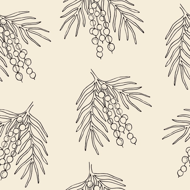 Hand drawn acai berry seamless pattern