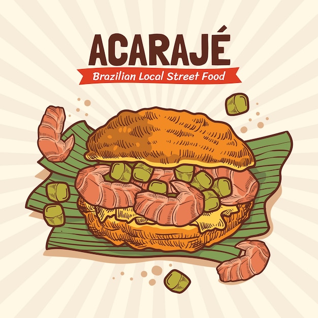 Vector hand drawn acaraje illustration