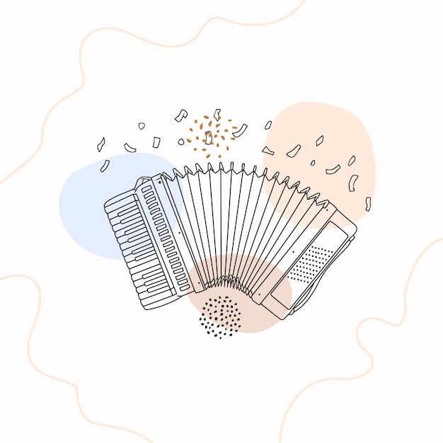 라인 아트 스타일에 손으로 그린 아코디언