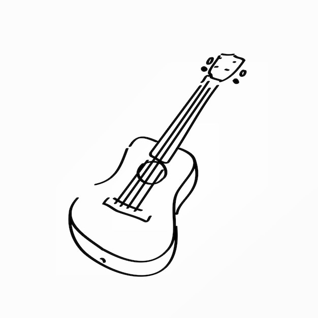 Hand drawn acoustic guitar illustration